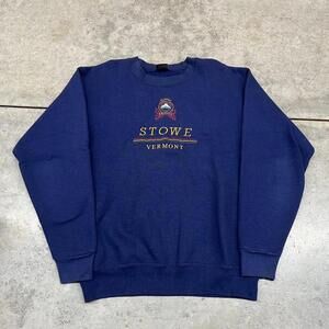 vintage stowe vermont destination navy skiing made in usa crewneck size medium